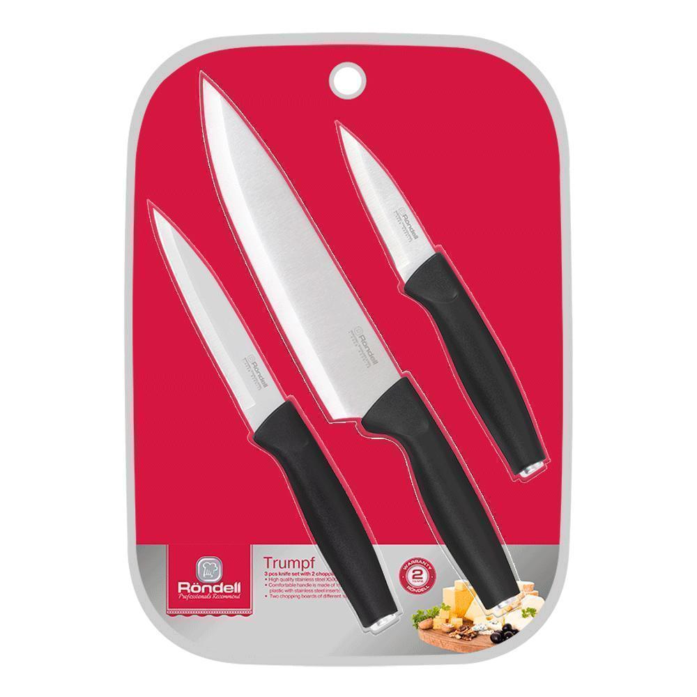 Набор ножей Rondell RD 1357 Trumpf, 3 ножа и 2 разделочные доски