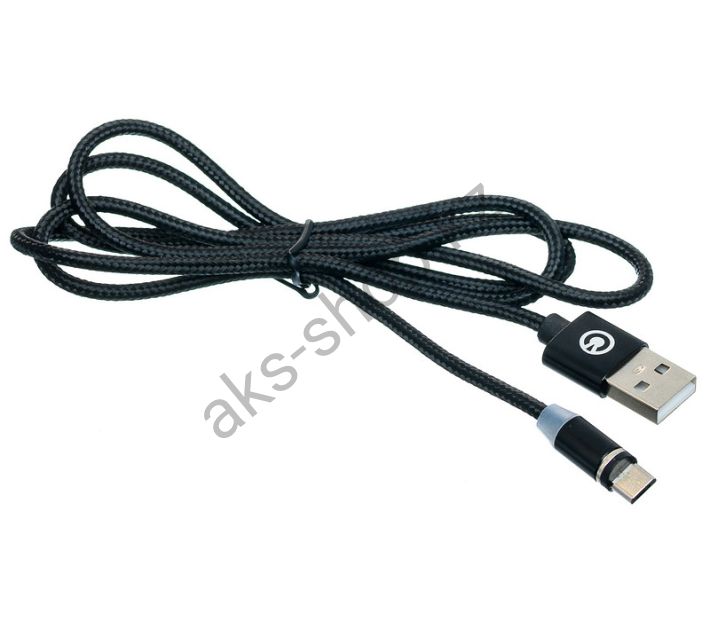Кабель Акс Magneto КМЮ-011 USB microUSB магнитный коннектор 2.4А 1m БИ, черный
