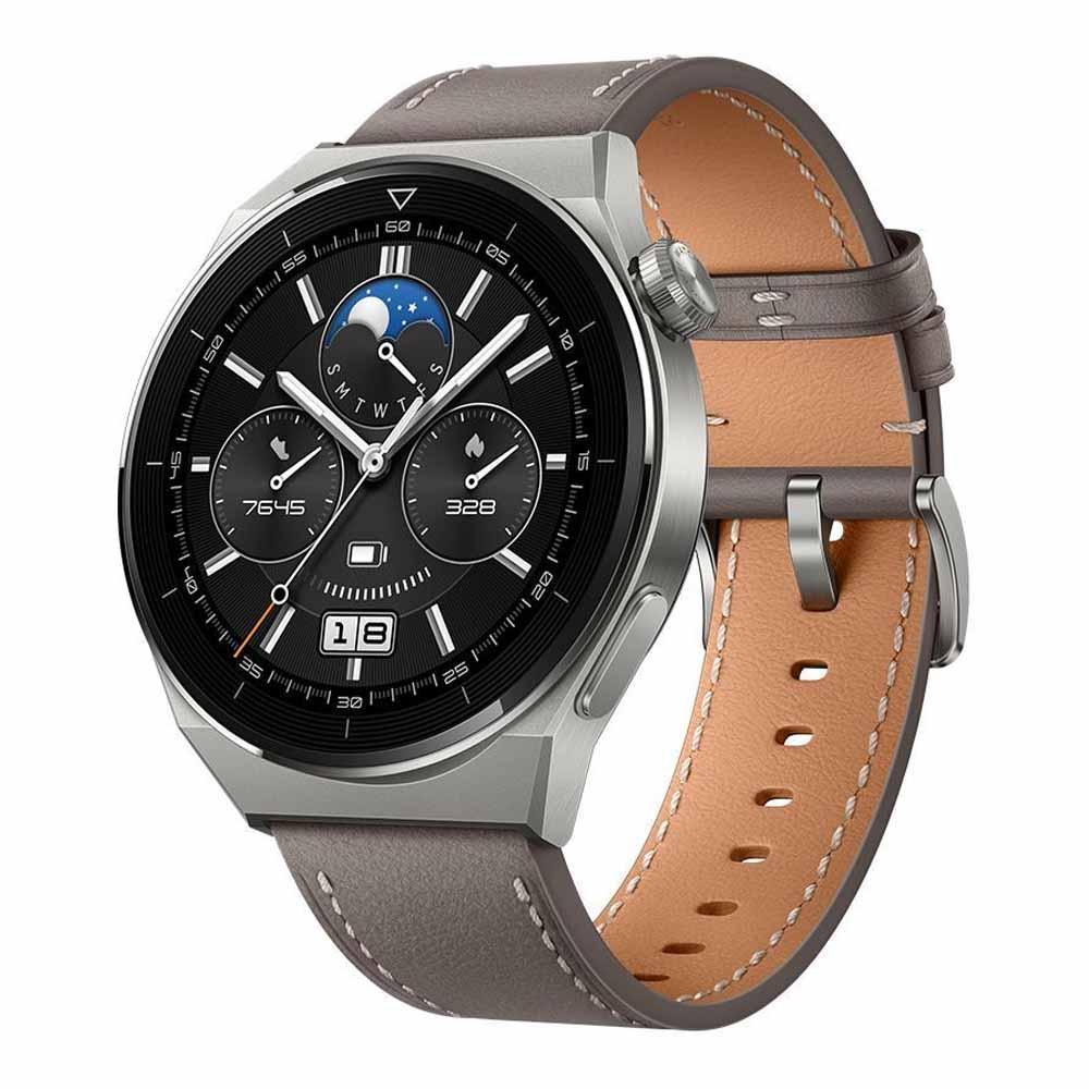 Смарт часы Huawei Watch GT 3 Pro Light Titanium Case Gray Leather Strap, 46 мм