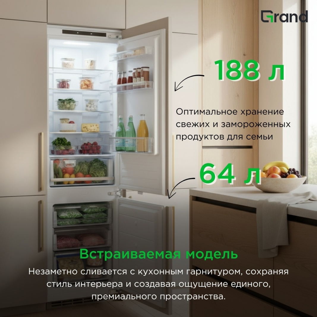 Холодильник GRAND GNBI-252WNFO белый