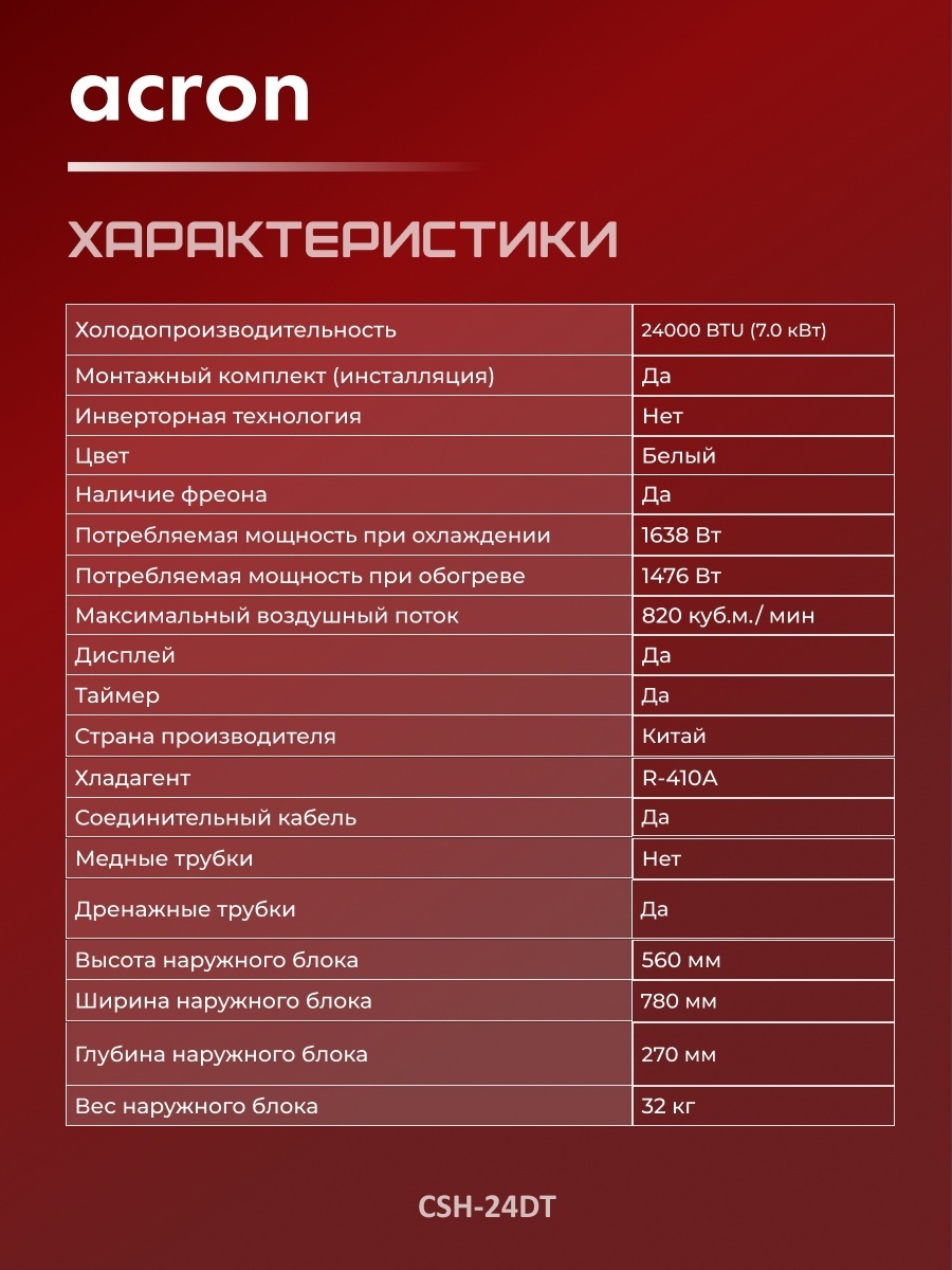 Acron CSH-24DT белый + монтажный комплект