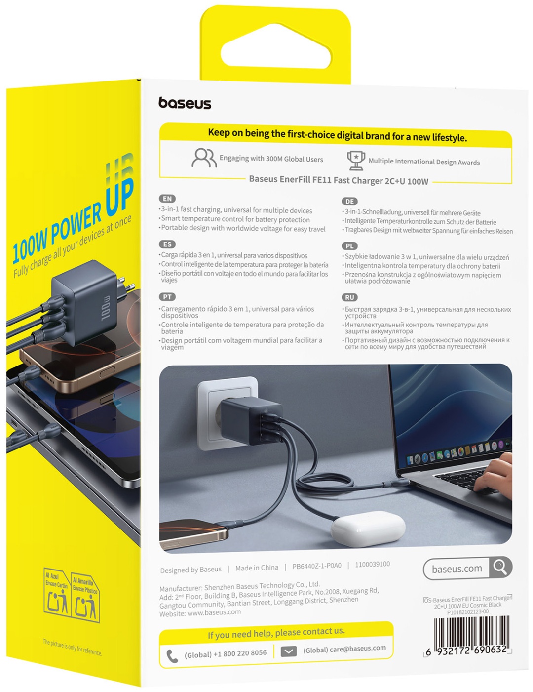 Зарядное устройство Baseus EnerFill FE11 USB Type-C, USB черный