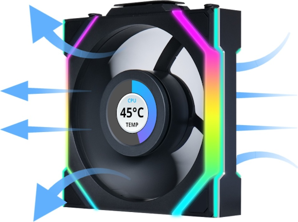 Вентилятор LIAN LI UNI FAN SL WIRELESS LCD 120 Reverse Blade, G99.12RSLLCD1W1B.00