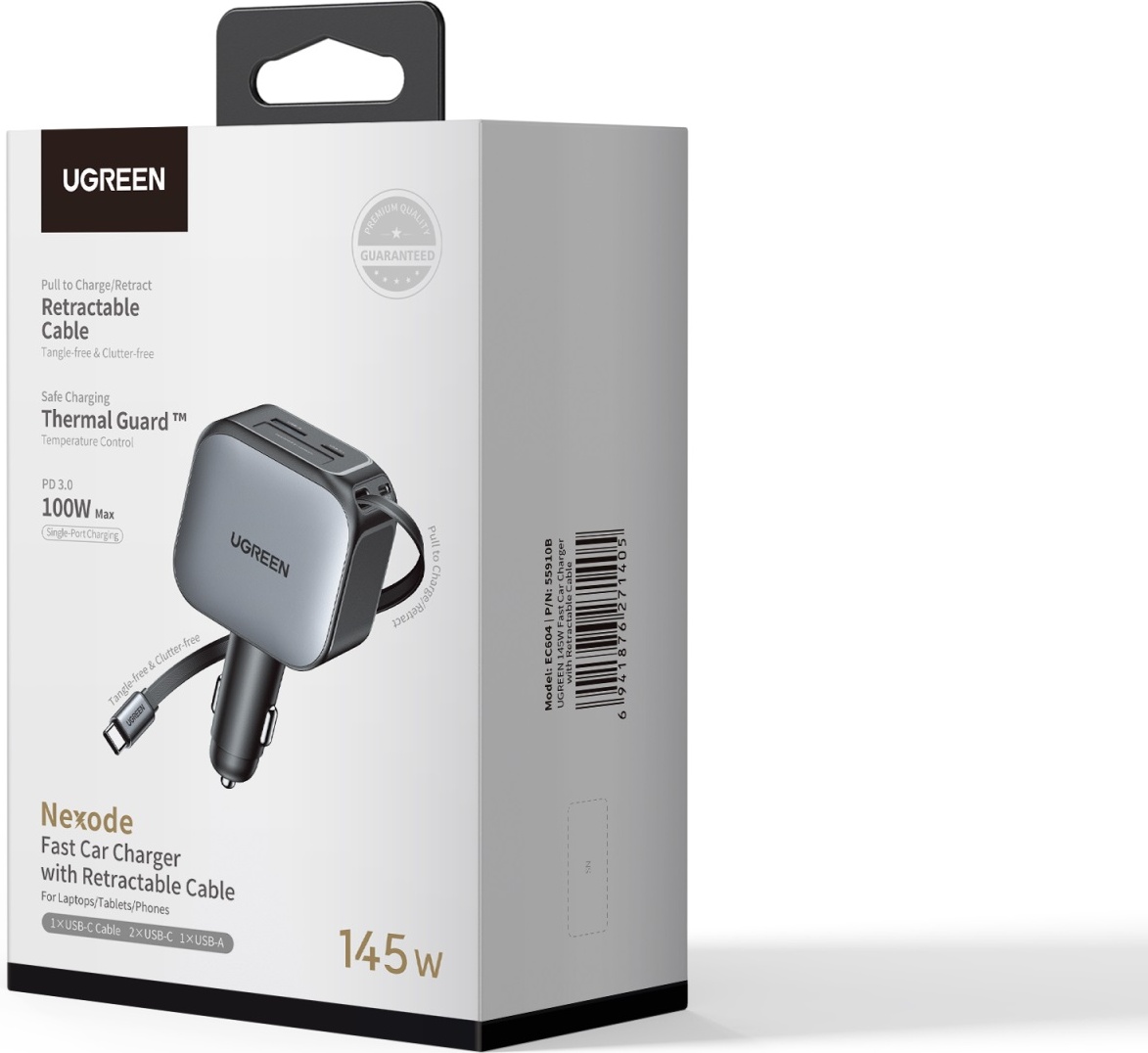 Зарядное устройство Ugreen EC604 (55910B) USB Type-C, USB 145 Вт серый