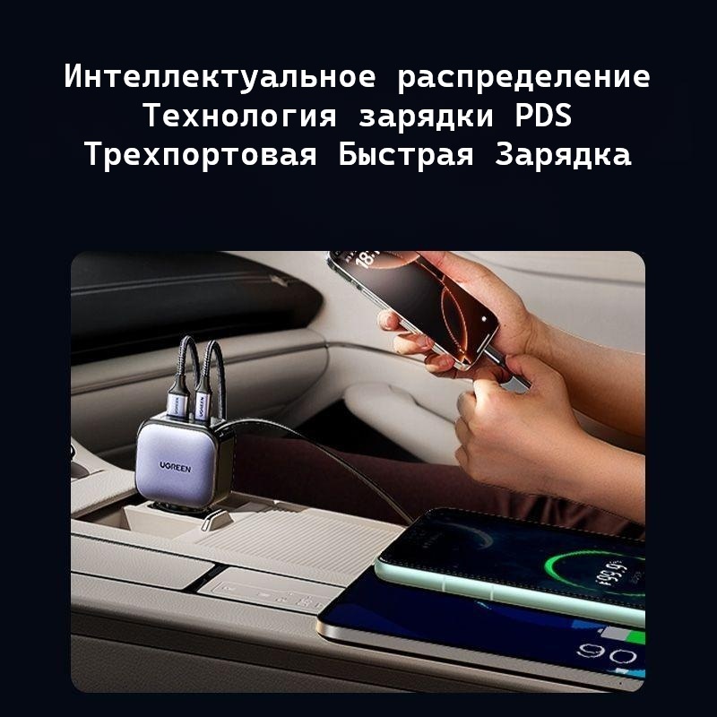 Зарядное устройство Ugreen EC602 (55212B) USB Type-C, USB 60 Вт серый