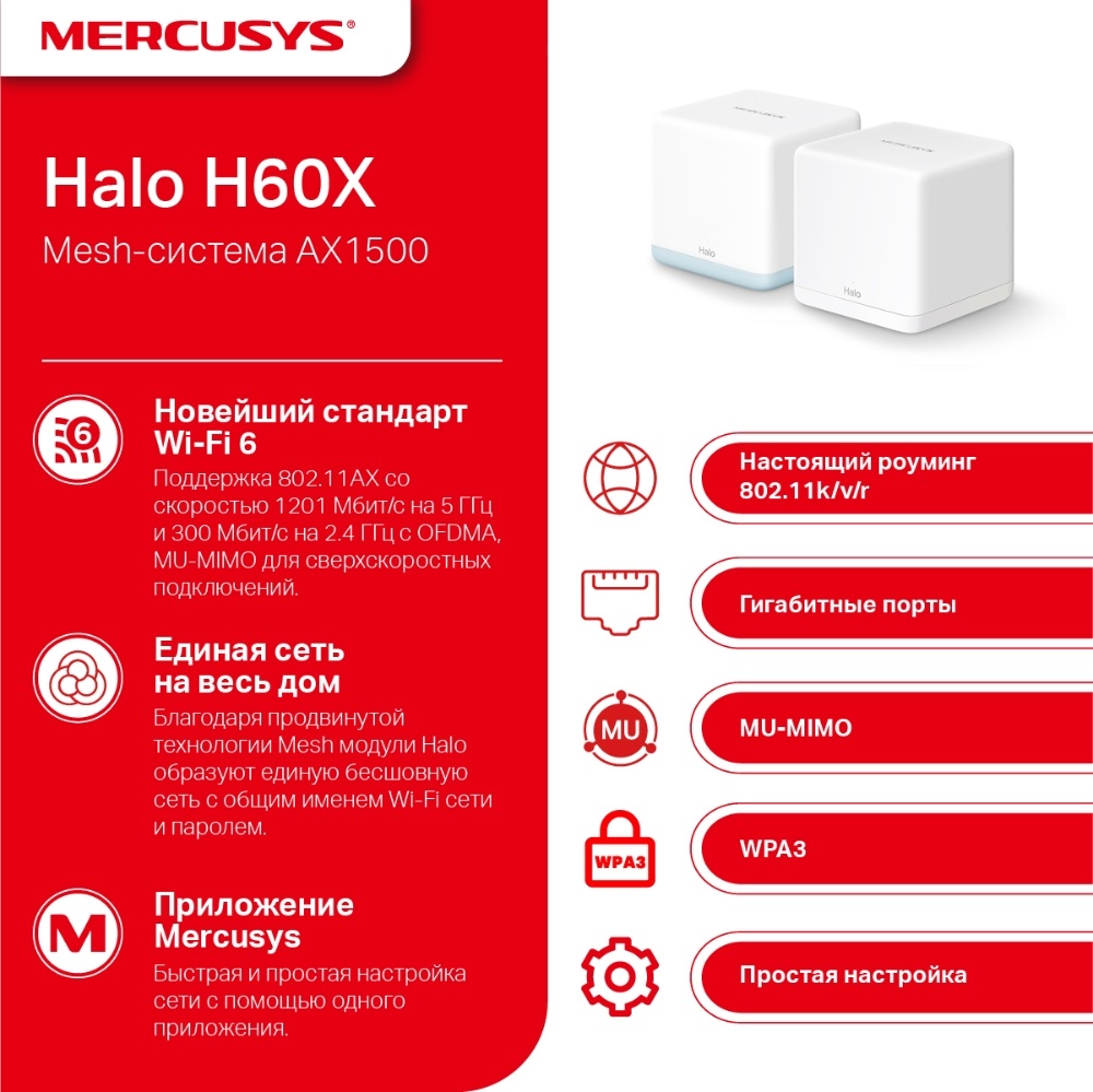 MESH-система Mercusys Halo H60X(2-pack)