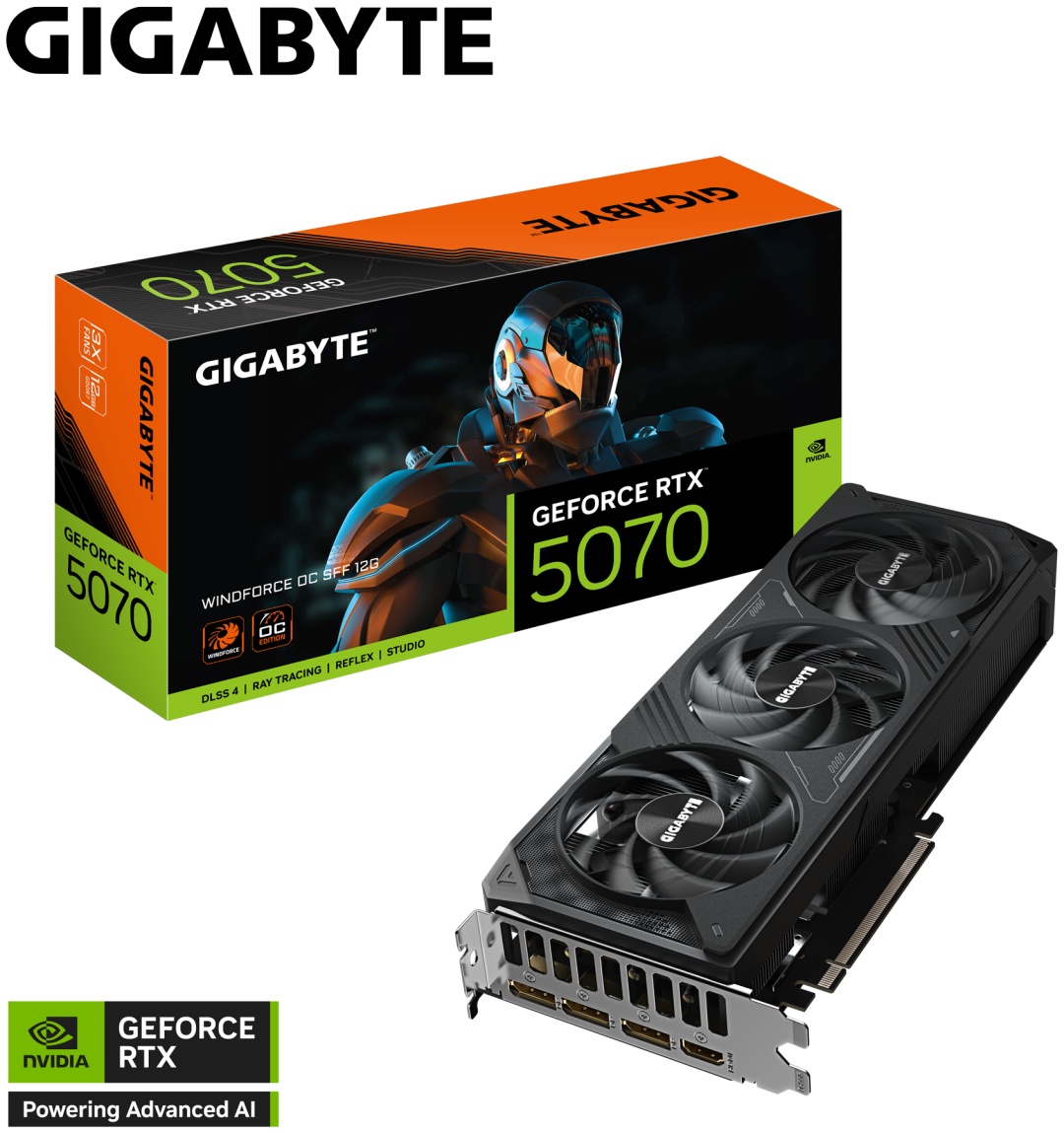 Видеокарта GIGABYTE RTX 5070 GV-N5070WF3OC-12GD WINDFORCE OC SFF 12 Гб