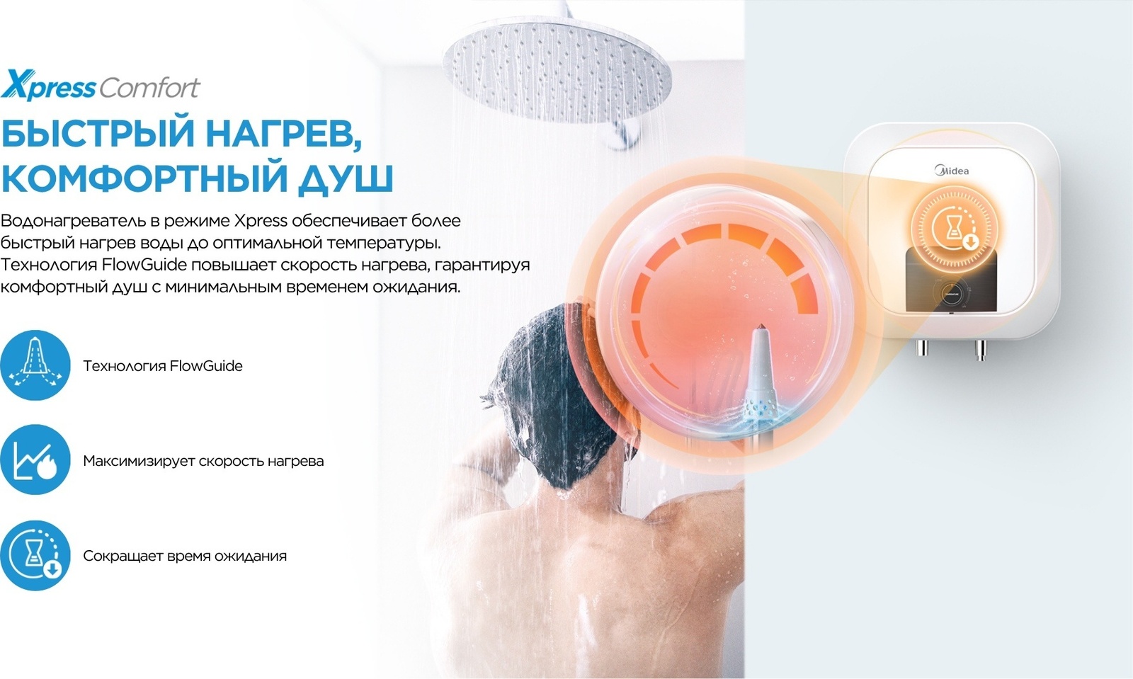 Водонагреватель накопительный Midea MWH10-20MVD1O(CIS)W (bottom-над) белый