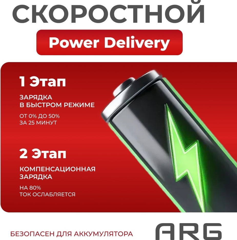 Кабель ARG USB TypeC (M), Lightning (F), 1 м, TLB1 27W Black черный