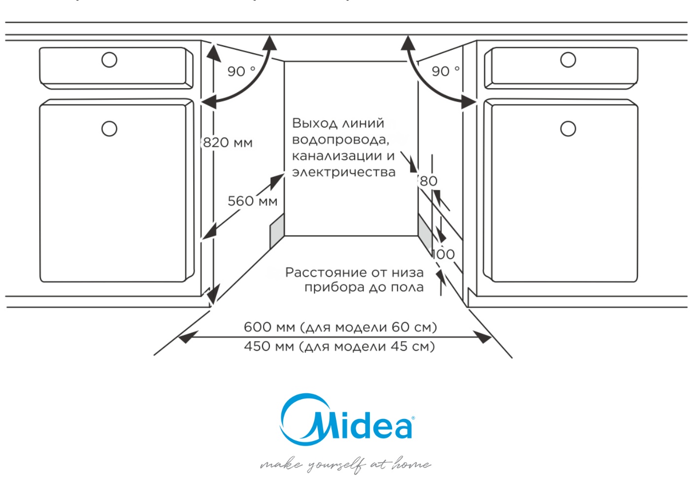 Посудомоечная машина Midea MID45S050-C серый, белый
