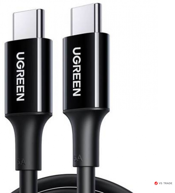 Кабель Ugreen USB TypeC (M), 1 м, US300 USB-C 2.0 Charging Cable 100W 1m (Black) черный