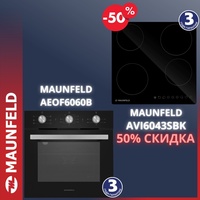 Духовой шкаф MAUNFELD AEOF6060B черный + варочная поверхность AVI6043SBK