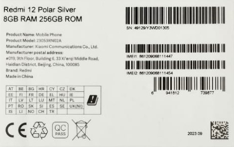 Смартфон Xiaomi Redmi 12 8/256GB Polar Silver серебристый