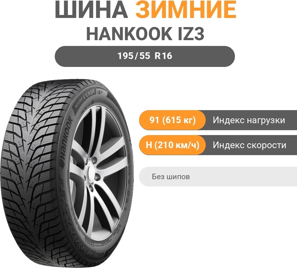 Hankook Winter i*cept iZ3 195/55 R16 91 H без шипов