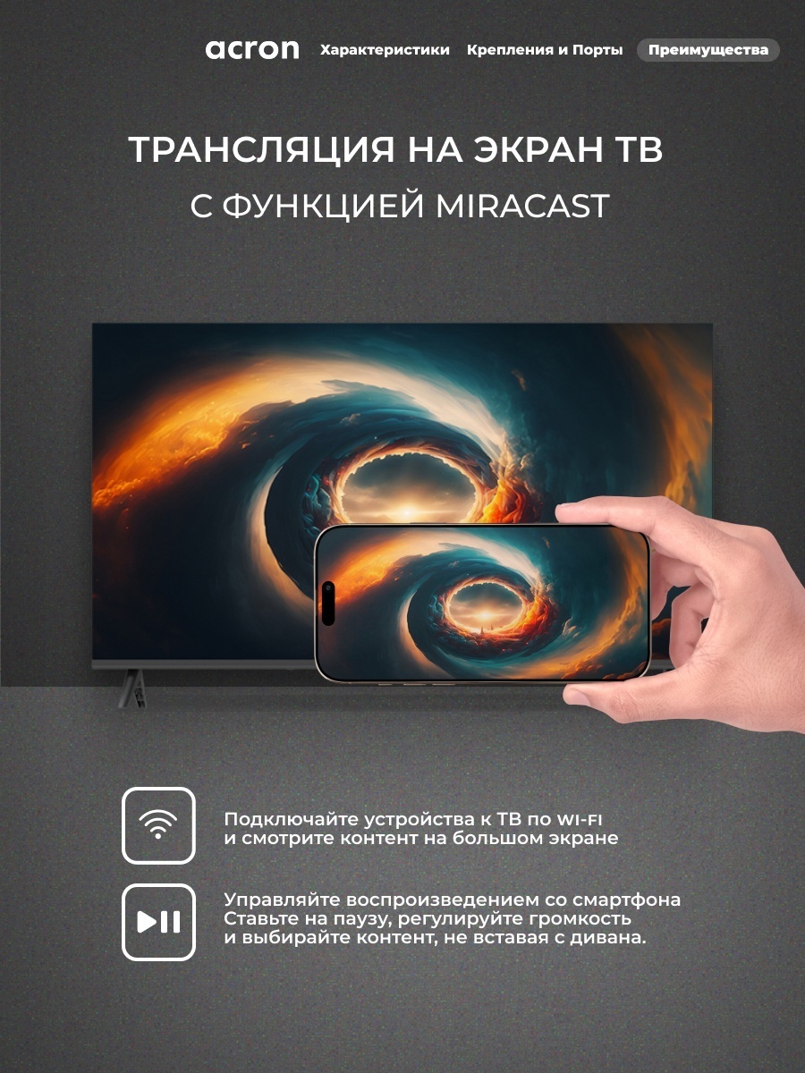 Телевизор Acron LD43M6500 109 см черный