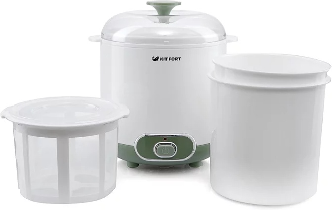 Йогуртница Kitfort КТ-2005 бело-зеленая