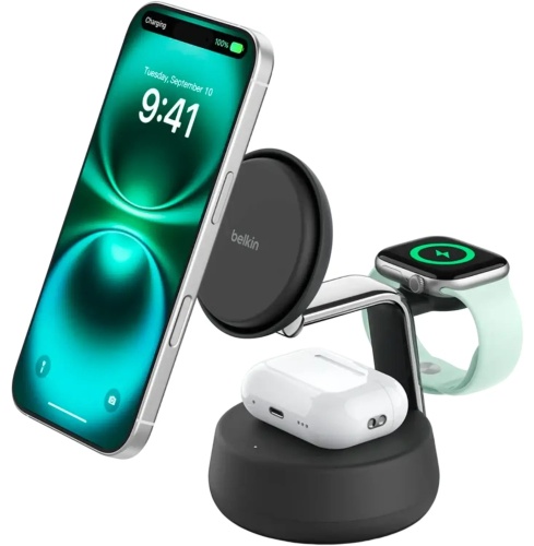 Зарядное устройство Belkin BELKIN 25w QI2 3-IN-1 Wireless Charging Stand USB Type-C 25 Вт черный