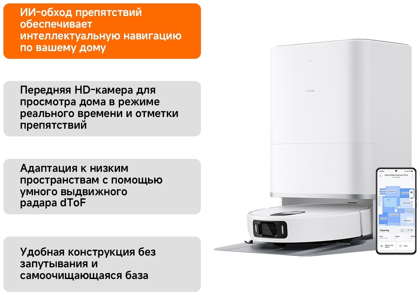 Робот-пылесос Xiaomi Robot Vacuum 5 Pro EU OV21GL белый