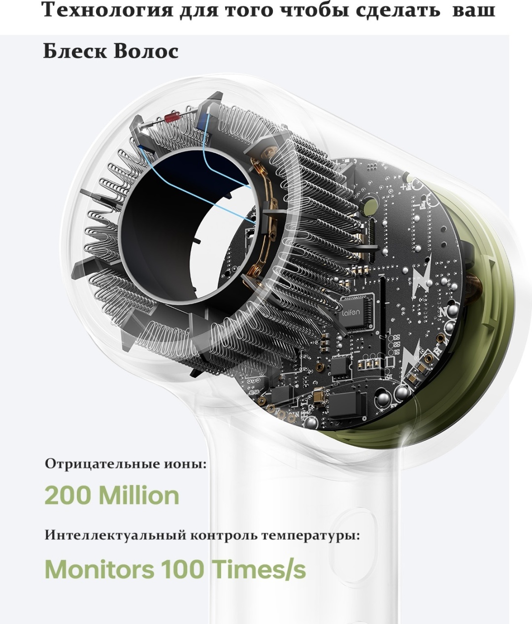 Laifen MINI green компактный фен 1100 Вт