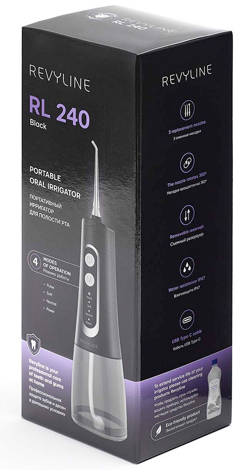 Ирригатор импульсный Revyline RL240 300 мл, черный