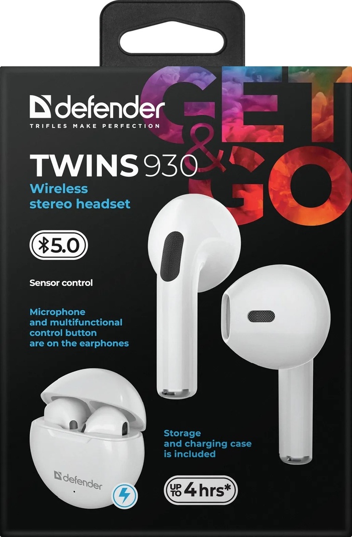 Наушники Defender Twins 930, белые