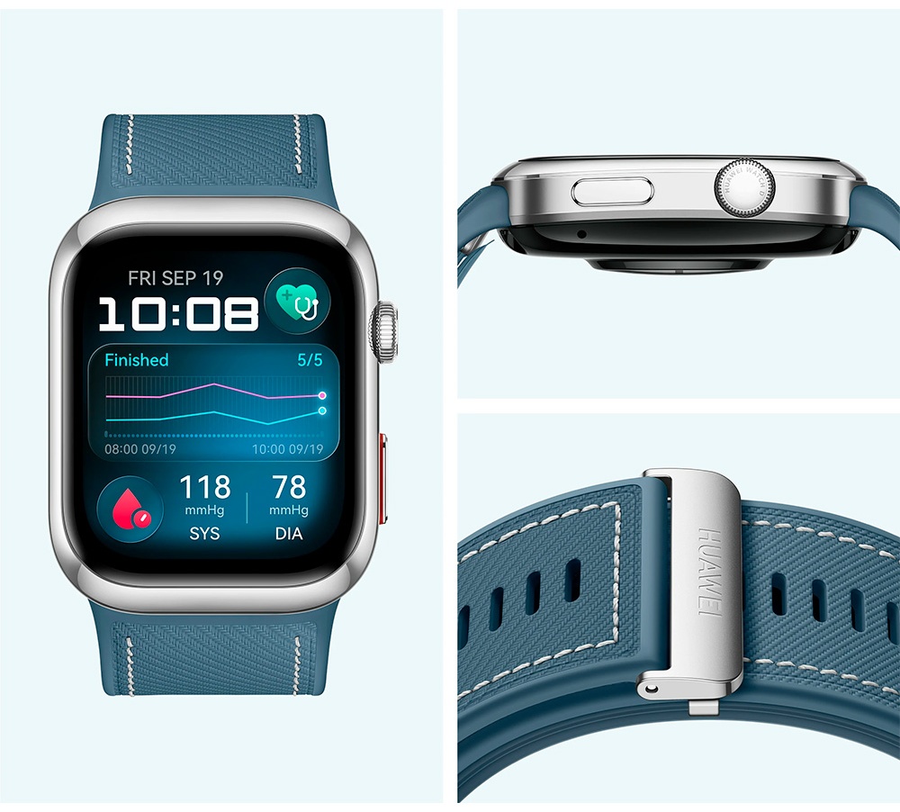 Смарт-часы Huawei WATCH D2 48 мм серебристый-синий