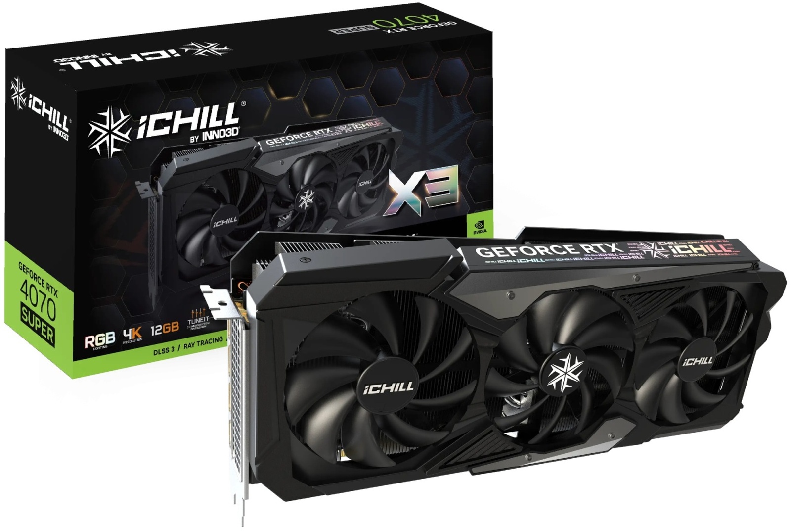 Inno3D RTX 4070 SUPER ICHILL X3, C407S3-126XX-186148H 16 Гб