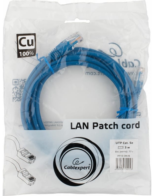 Кабель Cablexpert RJ-45 - RJ-45 3 м PP10-3M/B