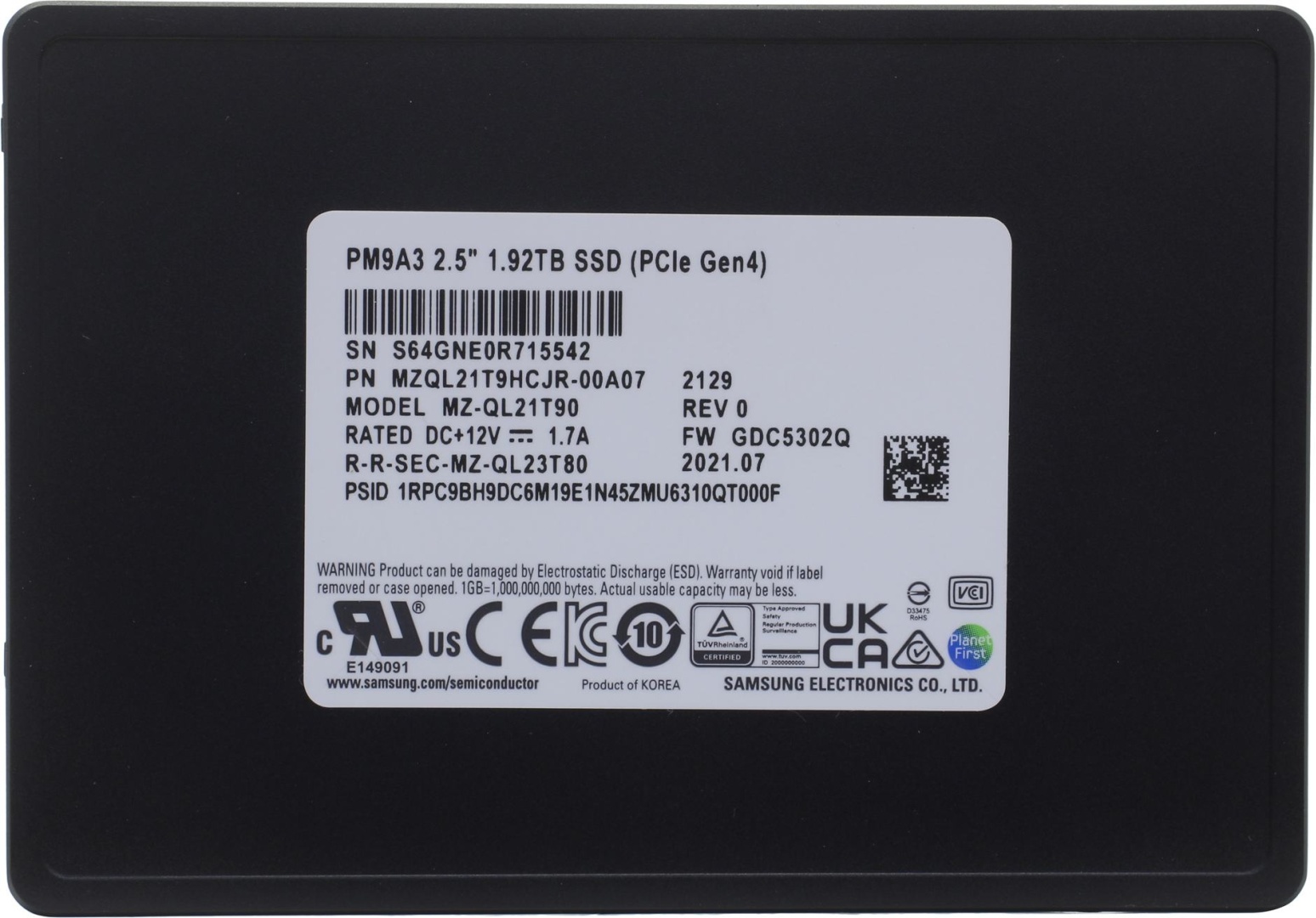 Жесткий диск Samsung MZQL21T9HCJR-00A07 1920 ГБ