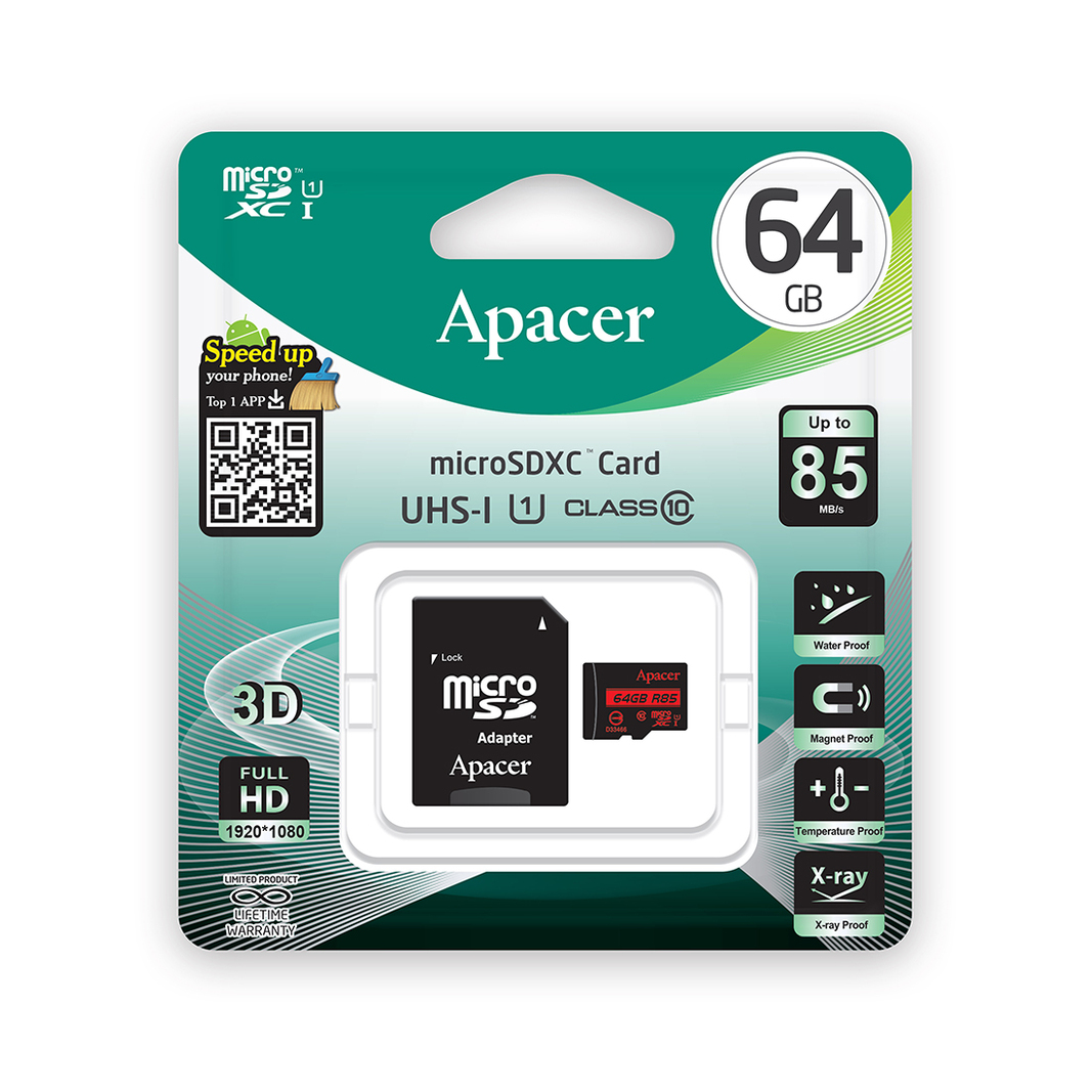 Карта памяти Apacer MicroSDXC AP64GMCSX10U5-R 64 Gb