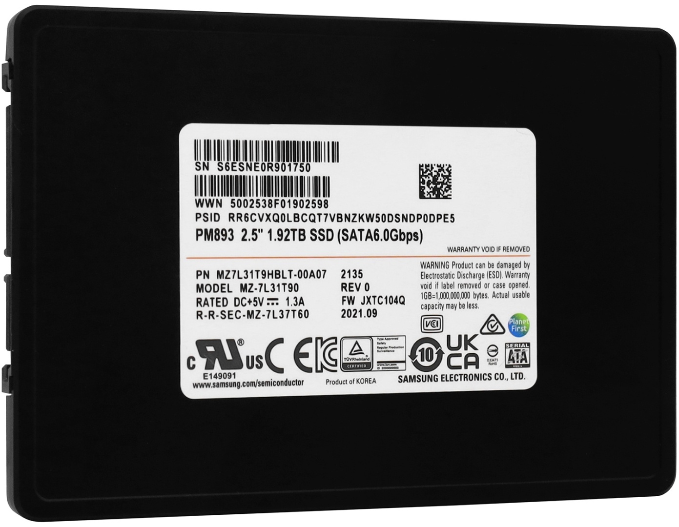 SSD Samsung MZ7L31T9HBLT-00A07 1920 ГБ