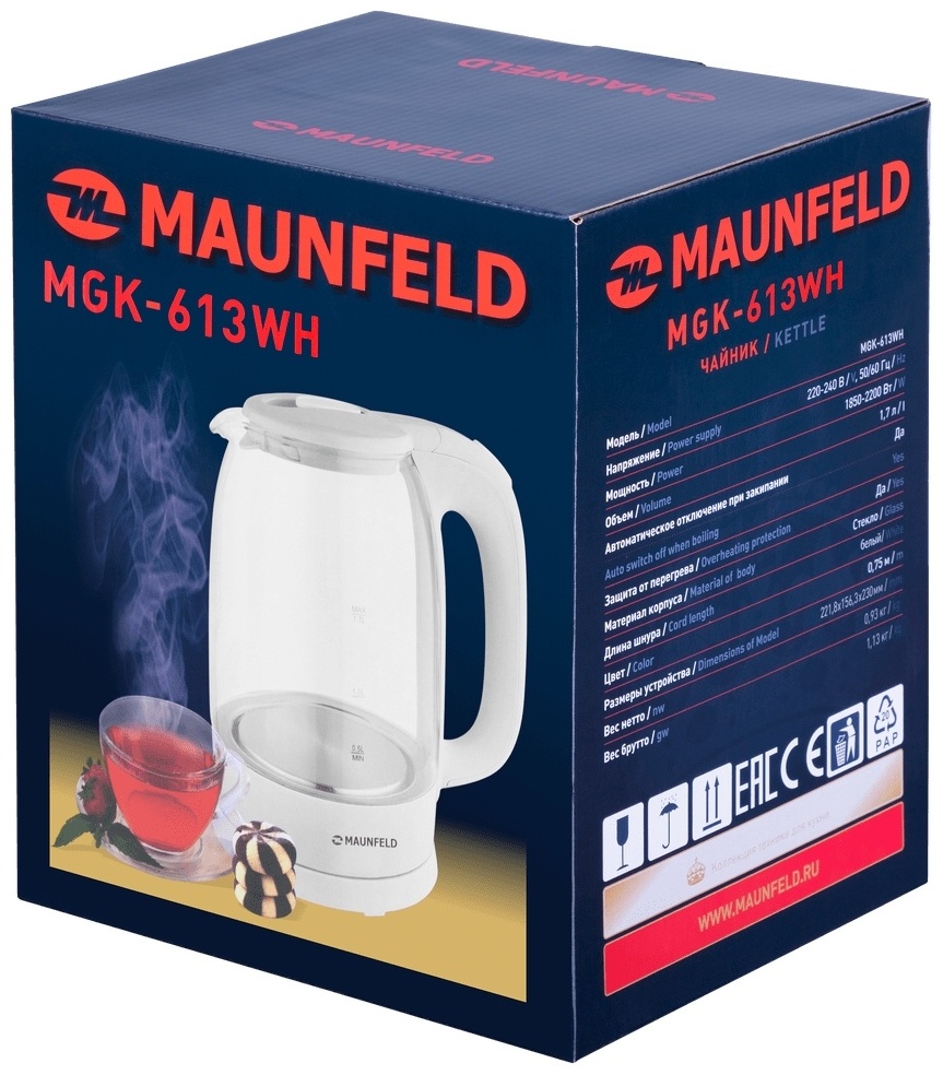 Электрочайник MAUNFELD MGK-613WH белый