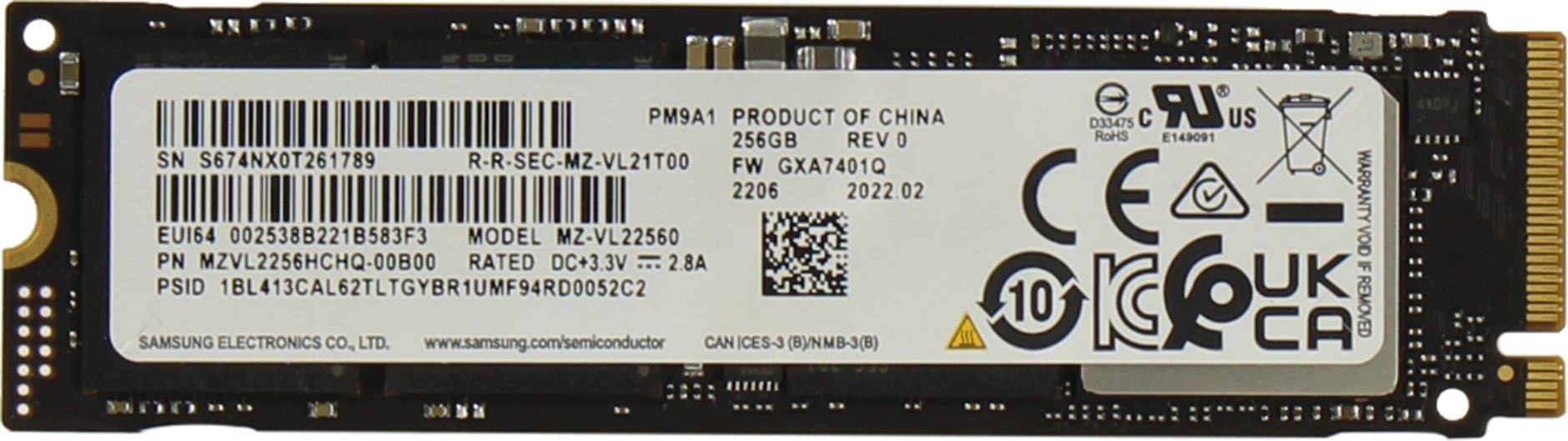 SSD Samsung MZVL2256HCHQ-00B00 256 Гб