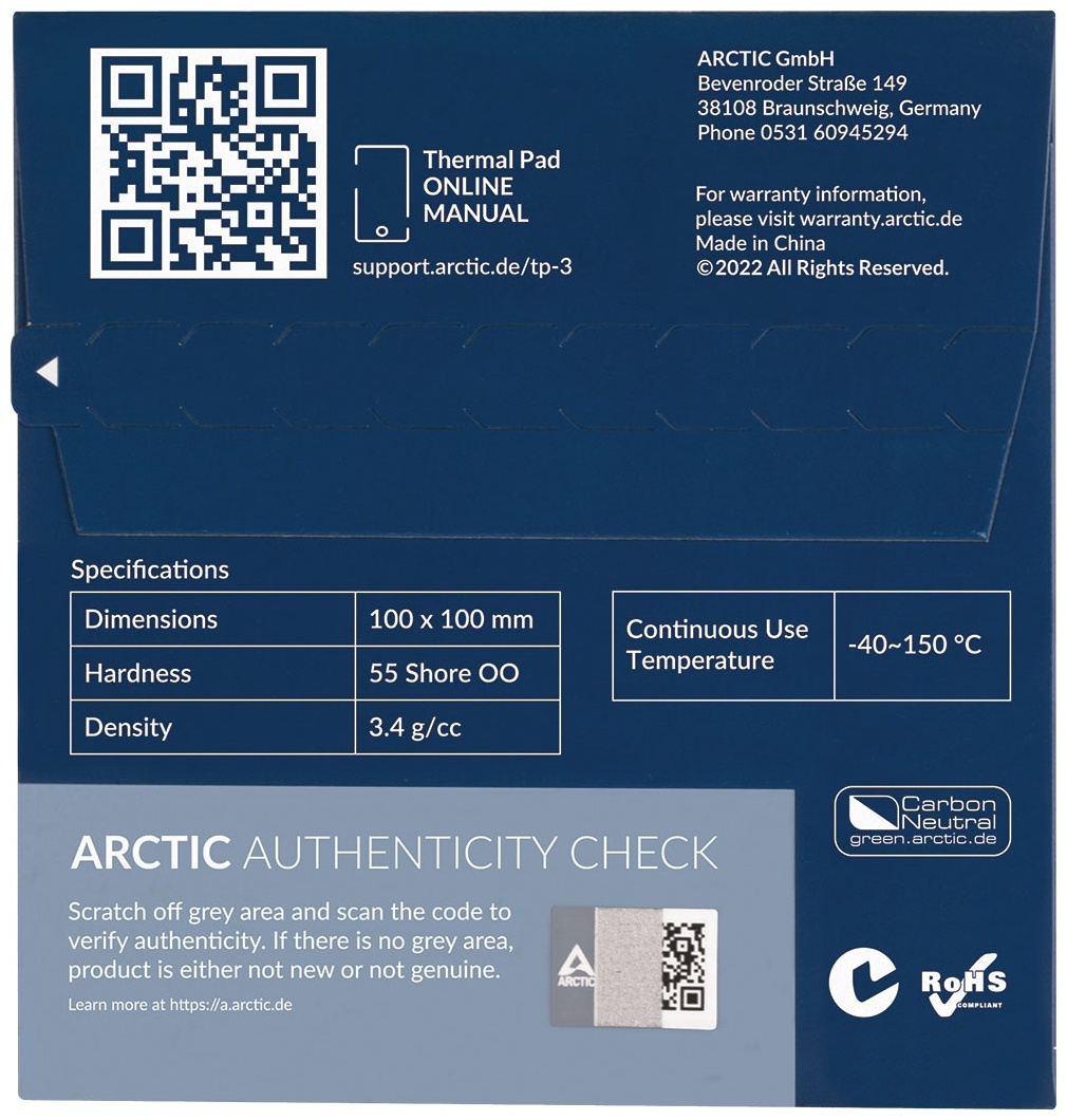 Термопрокладка Arctic TP-3 100x100x0.5 мм