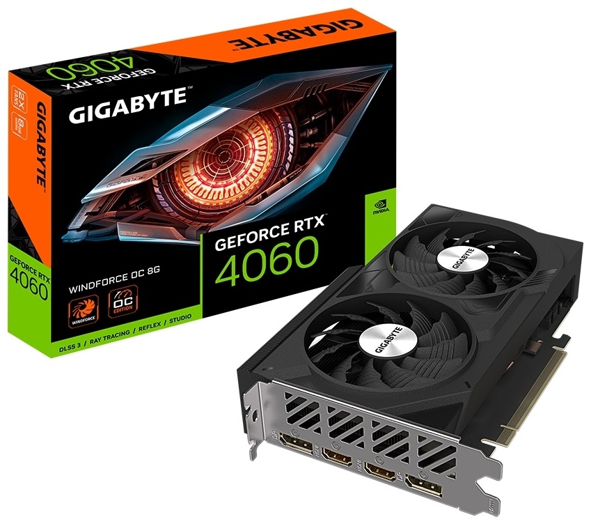 Видеокарта Gigabyte RTX4060 Windforce OC GV-N4060WF2OC-8GD, 8GB