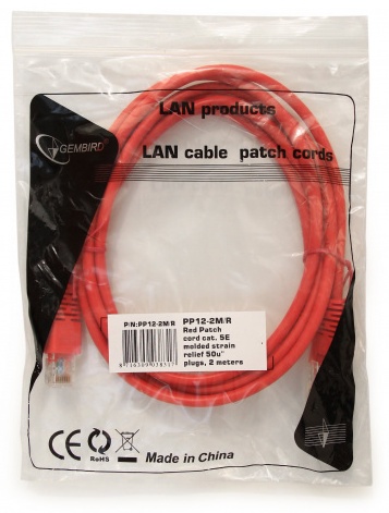 Патч корд Cablexpert RJ-45 - RJ-45  PP12-0.5M/R