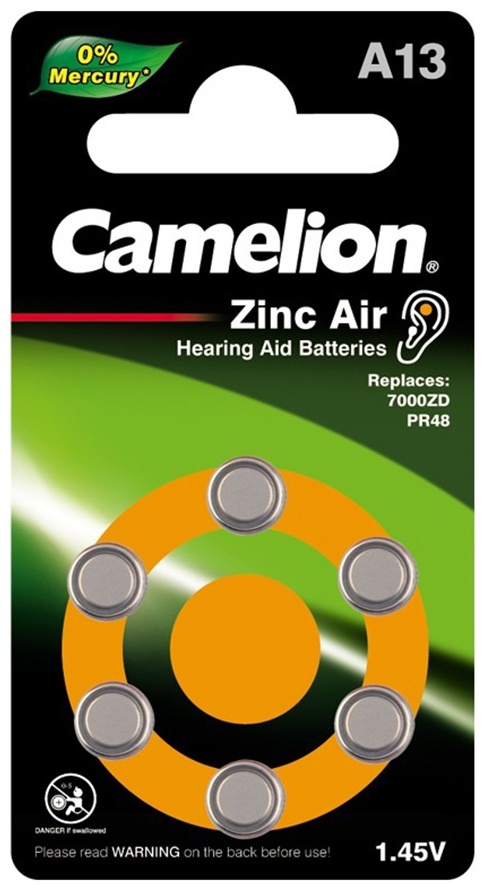 Батарейка Camelion A13 Zinc Air, 6 шт.