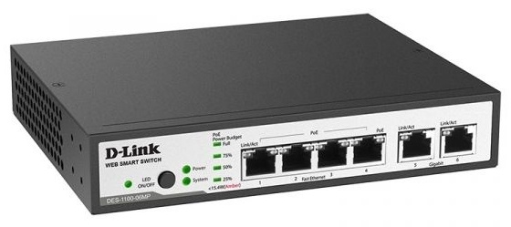 D-Link DES-1100-06MP/A1A черный