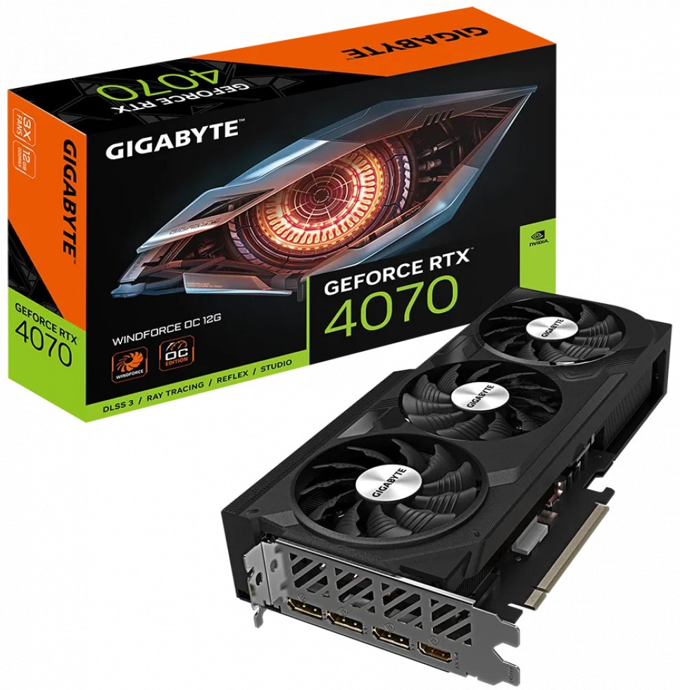GIGABYTE GeForce RTX 4070 WINDFORCE OC GV-N4070WF3OC-12GD 12 ГБ