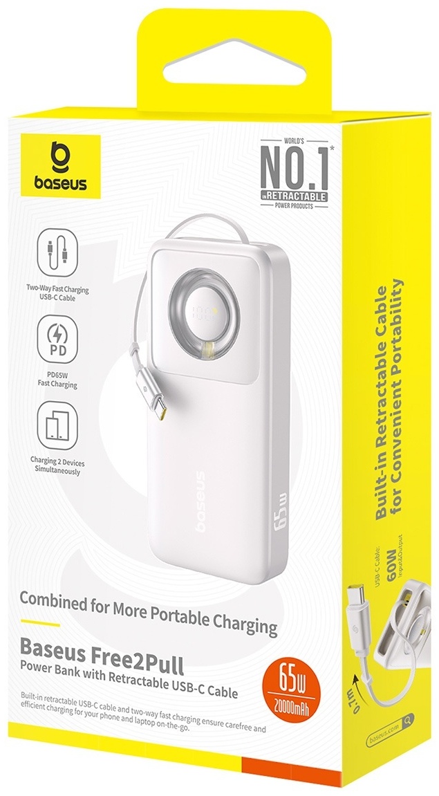 Внешний аккумулятор Baseus Baseus Free2Pull 2C 65W P10073700843-00 20000 мАч серебристый