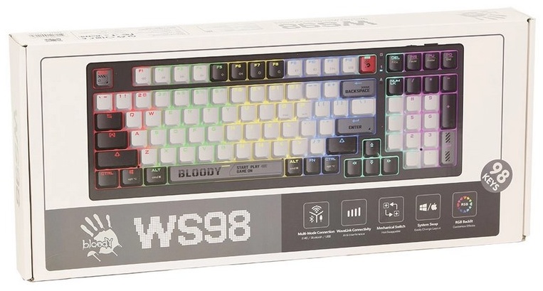 Клавиатура A4Tech WS98 Bloody Grey белый