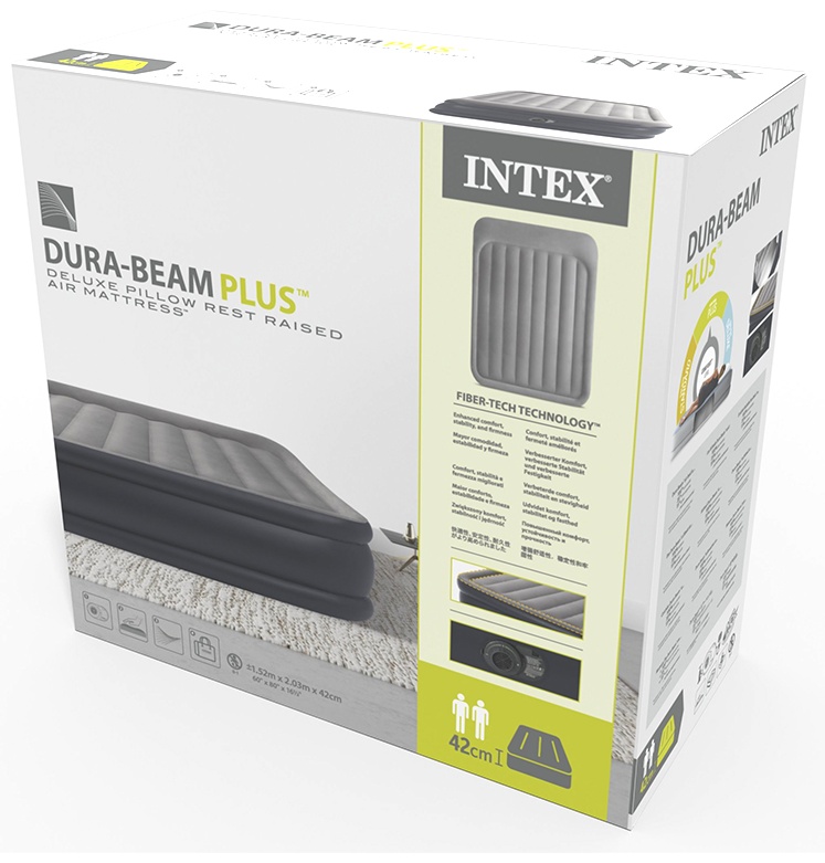 Кровать надувная Intex 64136ND, 203x152x42 см, насос встроенный