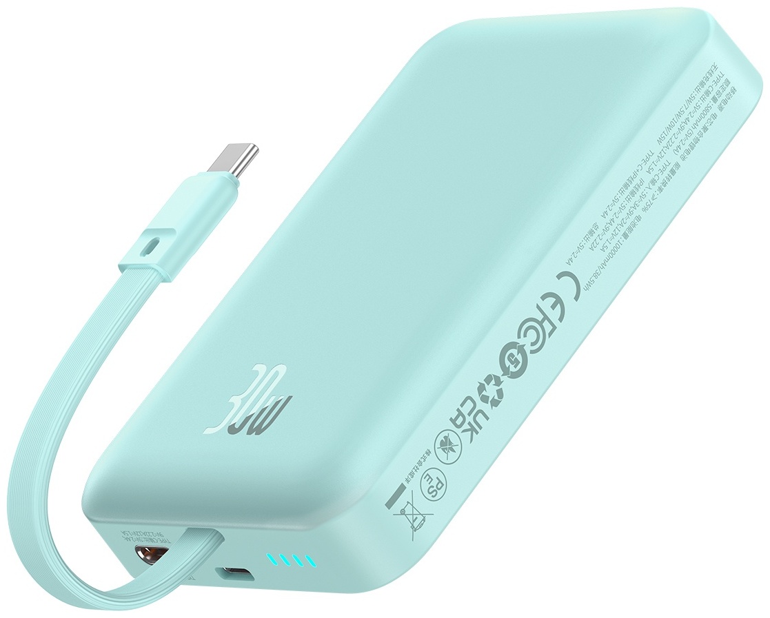 Baseus Magnetic Mini 2C+Qi 30W (MagSafe) P1002210B333-00 10000 мАч голубой