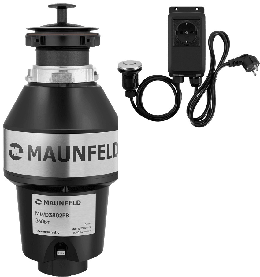 Измельчитель пищевых отходов MAUNFELD MWD3802PB, черный