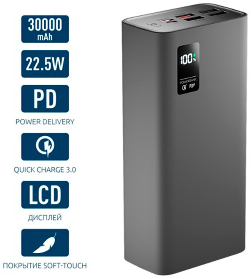 OLMIO QR-31 30000 мАч серый