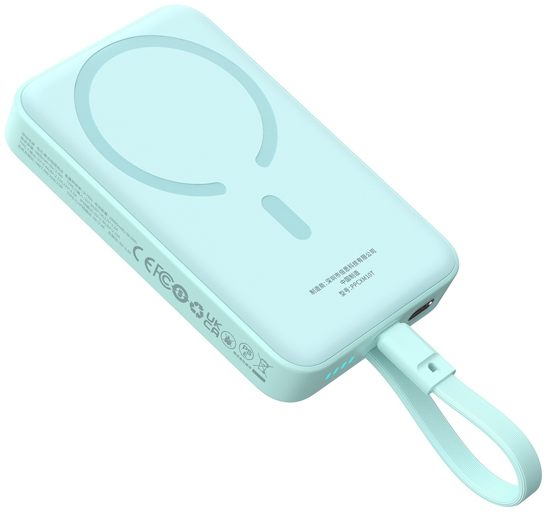 Baseus Magnetic Mini 2C+Qi 30W (MagSafe) P1002210B333-00 10000 мАч голубой