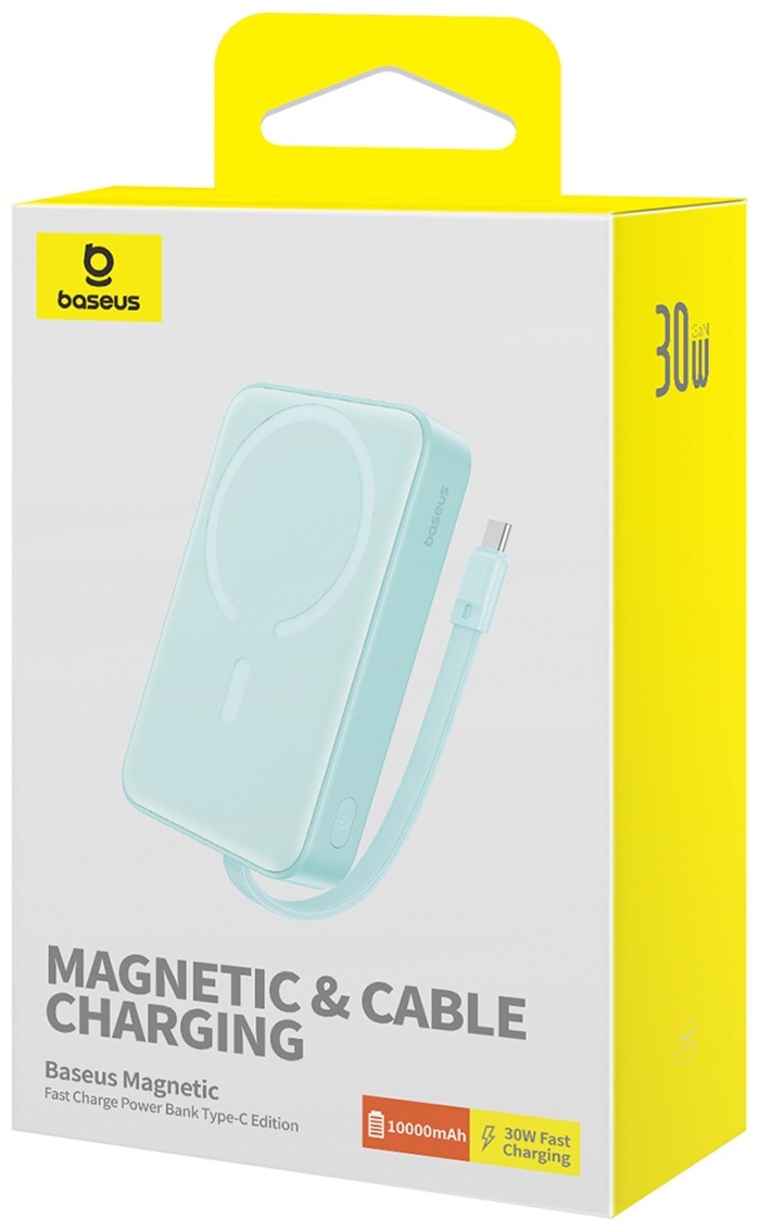 Baseus Magnetic Mini 2C+Qi 30W (MagSafe) P1002210B333-00 10000 мАч голубой