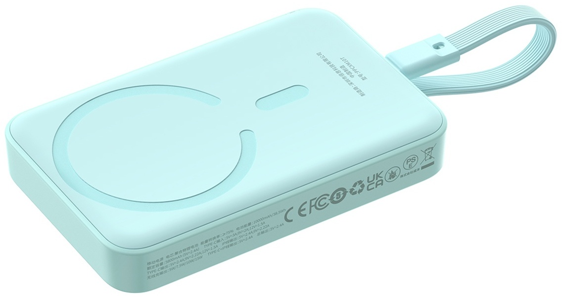 Baseus Magnetic Mini 2C+Qi 30W (MagSafe) P1002210B333-00 10000 мАч голубой
