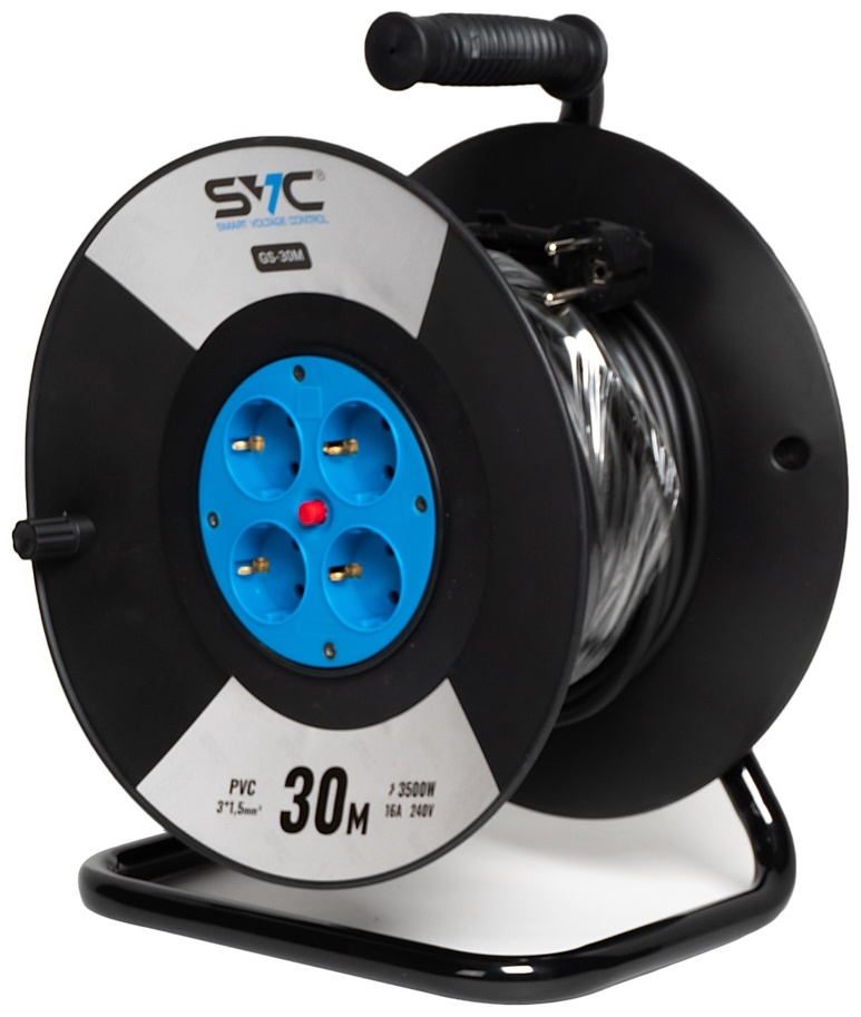 Удлинитель на катушке SVC GS-30M 4 розетки, 30 м черный