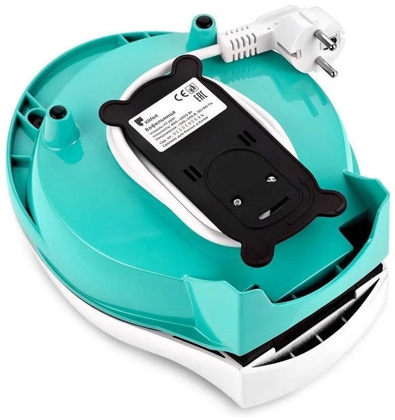 Вафельница Kitfort KT-1667 белый, бирюзовый